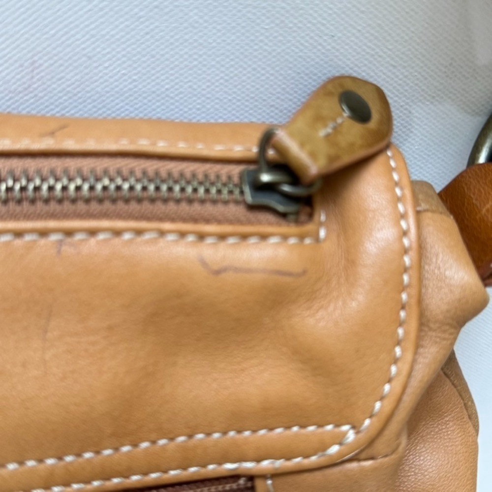 LUCE Leather Hobo Handbag Purse Shoulder Bag Brown‎ Tan Zip Closure Boho - Picture 8 of 16